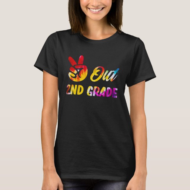 T-shirt Peace out 2nd grade graduation graduate tie dye co (Devant)
