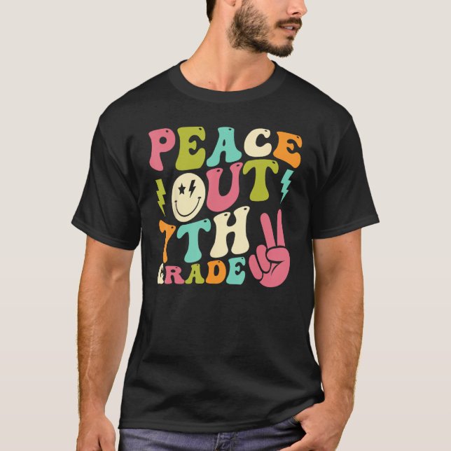 T-shirt Peace Out 7th Grade Groovy Graduation Last Day of  (Devant)