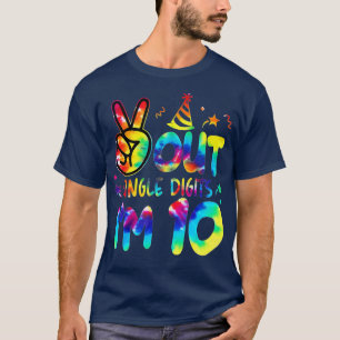 T-shirt Peace Out Chiffres Im 10 Tie Dye Anniversaire