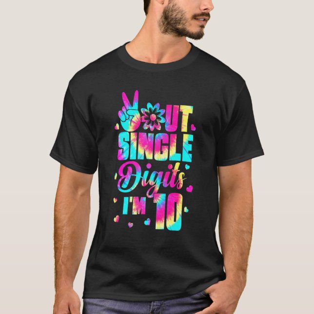 T-shirt Peace Out Chiffres Im 10 Tie Dye Anniversaire Ki (Devant)