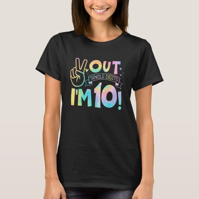 T-shirt Peace Out Chiffres simples J'ai 10 ans, 10e Birt (Devant)