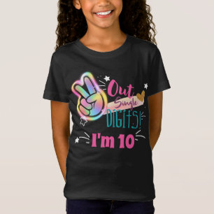 T-Shirt Peace Out Chiffres simples Je suis 10 Joyeux anniv