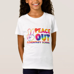 T-Shirt Peace Out Élémentaire École Tie Dye Dernier jour