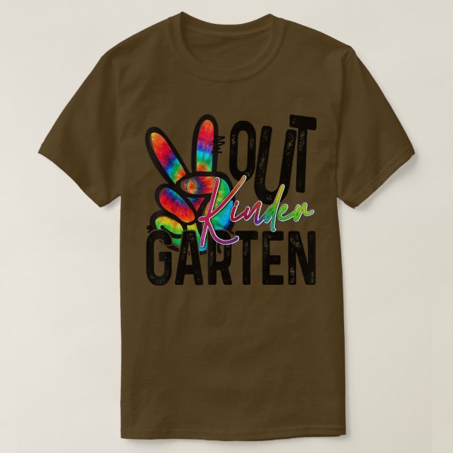 T-shirt Peace out Kindergarten tie teinture été dernier jo (Design devant)