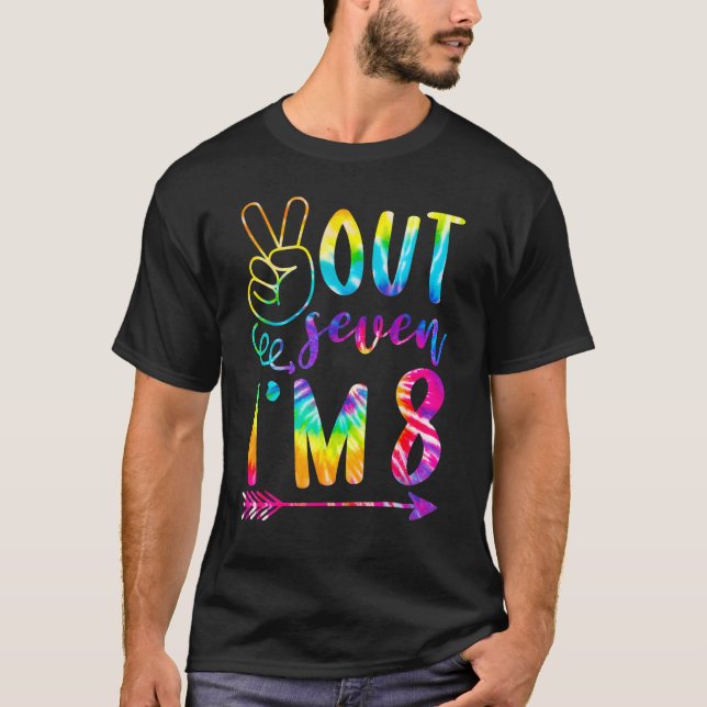 T-shirt Peace Out Seven I'm 8 Tie Dye 8e Joyeux anniversai (Devant)