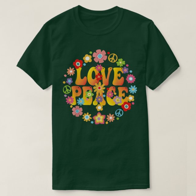 T-shirt PEACE SIGN LOVE 1960s 1970s  Tie Dye Groovy Hippie (Design devant)