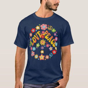 T-shirt Peace Sign Love 1960s 1970s Tie Dye Hippie Super