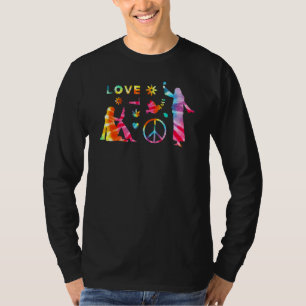 T-shirt Peace Sign Love 60s les années 70 Tie Dye Hippie C