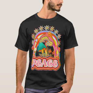 T-shirt Peace Stay Trippie Hippie Rainbow Mushroom Super R