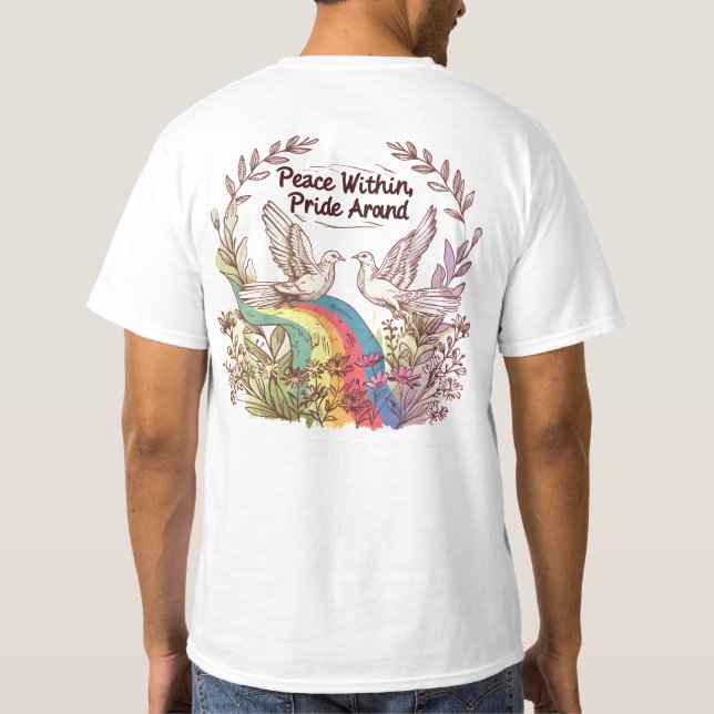 T-shirt Peace Within, Pride Around – LGBTQ Camping Nature (Dos)