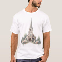 Peaceful Country Church – Watercolor with Floral A