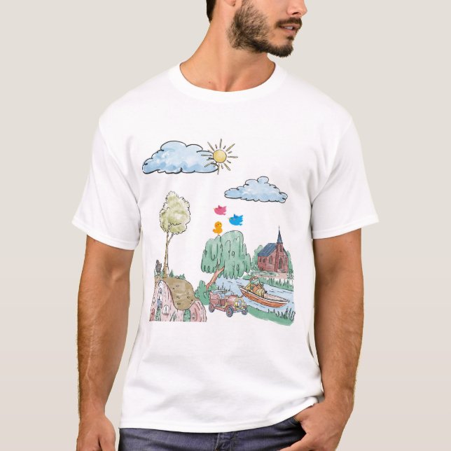T-shirt  Peaceful Lake with Trees (Devant)