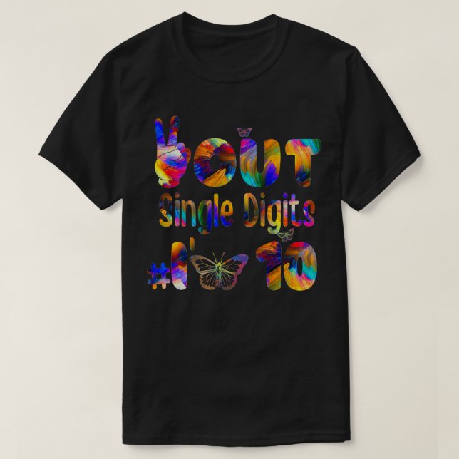 T-shirt Peaceout à un chiffre i'm papillon 10 anniversaire (Design devant)