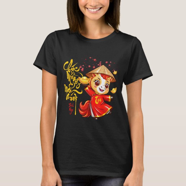 T-shirt Peach Blossom Vietnamese Lunar New Year Horse 2026 (Devant)