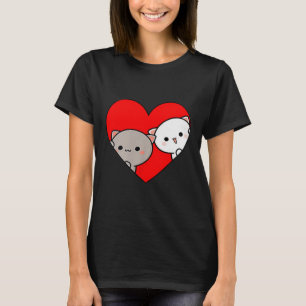T-shirt Peach Cartoon Love Goma Cat Saint Valentin Coeur