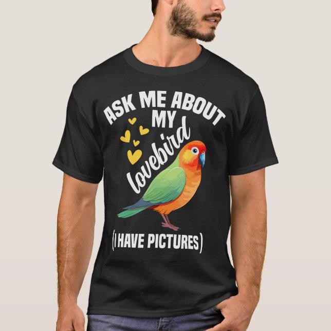 T-shirt Peach Faced Lovebird Ask Me Bird Lover Black Maske (Devant)