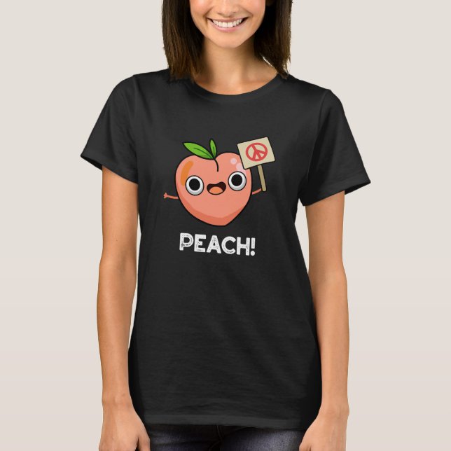 T-shirt Peach Funky Peace Fruit Pun Dark BG (Devant)