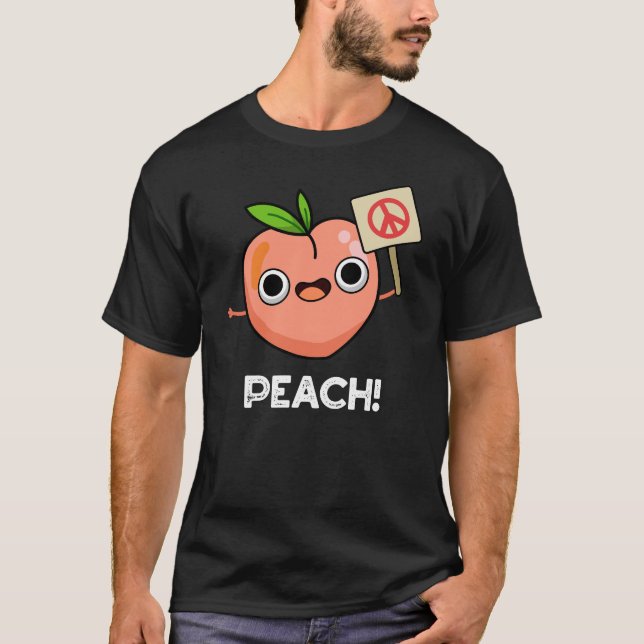 T-shirt Peach Funky Peace Fruit Pun Dark BG (Devant)