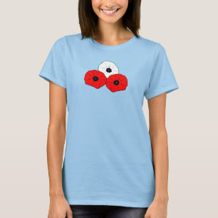 T-shirt Peach Red and White Poppies