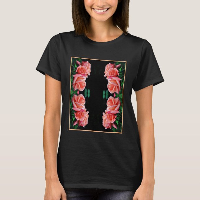 T-shirt Peach Rose Trio Abstrait Floral Art (Devant)