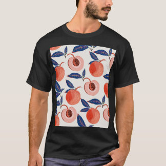 T-shirt Peaches Apricot Feuilles Arrière - plan de crème