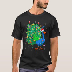 T-shirt Peacock Bird Xmas Éclairage Reindeer Casquette Pea