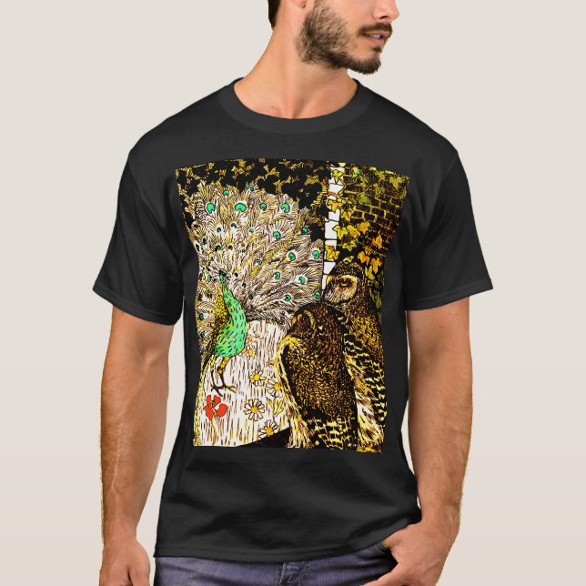 T-shirt Peacock et Owls Art nouveau néerlandais (Devant)