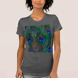 T-shirt Peacock Feathers Etching Style