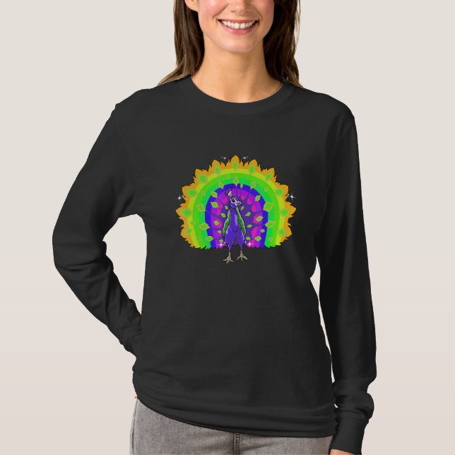 T-shirt Peacock Inspiré Belle Couleur Oiseau Lié Peac (Devant)
