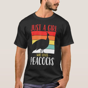 T-shirt Peacock Juste une fille qui aime Peacocks Rétro