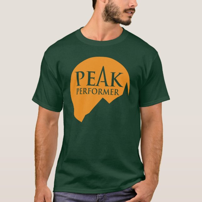 T-shirt Peak Performer mens logo orange sur vert t (Devant)