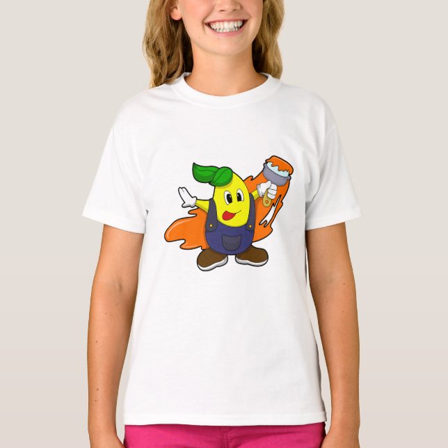 T-shirt Pear as Painer with Paint brush (Devant)
