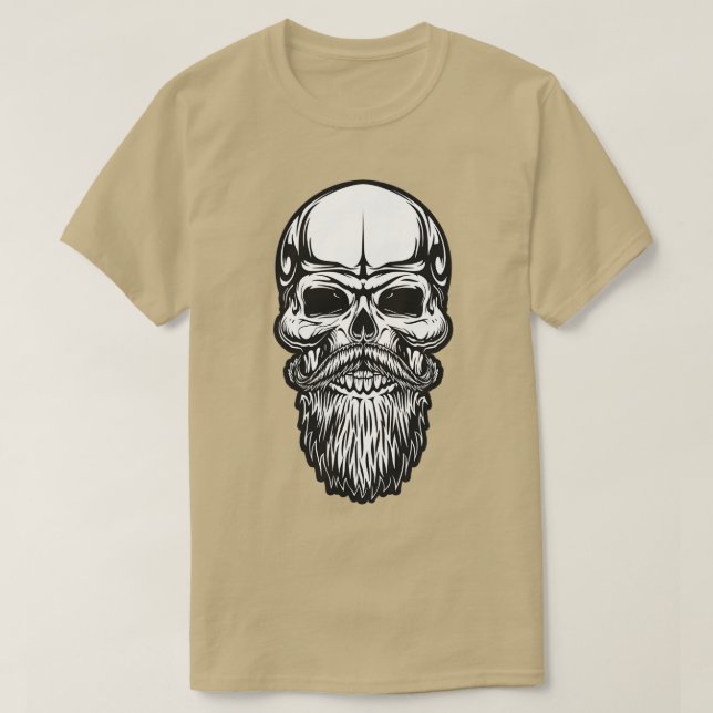 T-SHIRT PEAU BARBER SQUELETON ET CADEAU MUSTACHE FO (Design devant)
