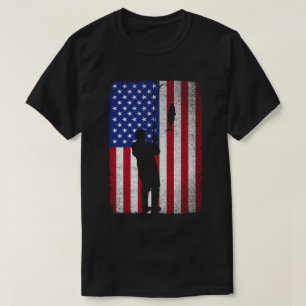 T-shirt Pêche 4 juillet USA American Flag Fishman