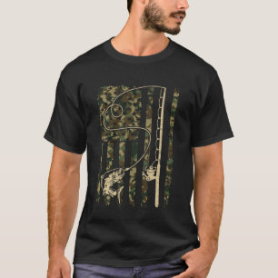 T-shirt Pêche à la basse Camouflage Drapeau américain Fish