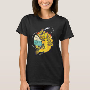 T-shirt Pêche à la basse Pêcheur Rétro Vintage Coucher de