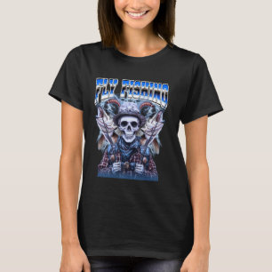 T-shirt Pêche à la mouche pêcheur crâne style bootleg 90