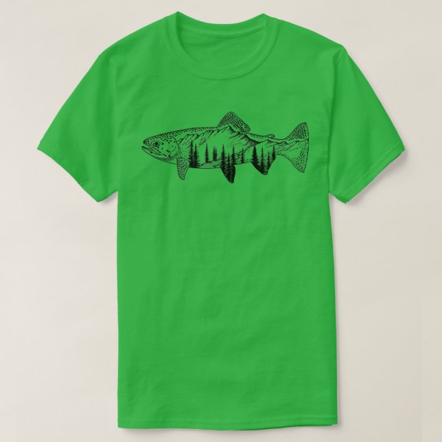 T-shirt Pêche à la truite Pêcheur Cadeaux truite dorée (Design devant)