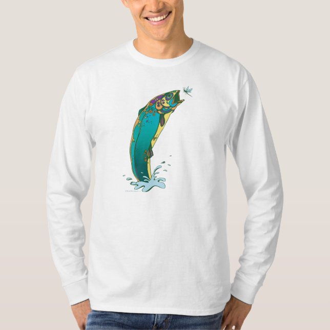 T-shirt Pêche à la truite psychédélique (Devant)