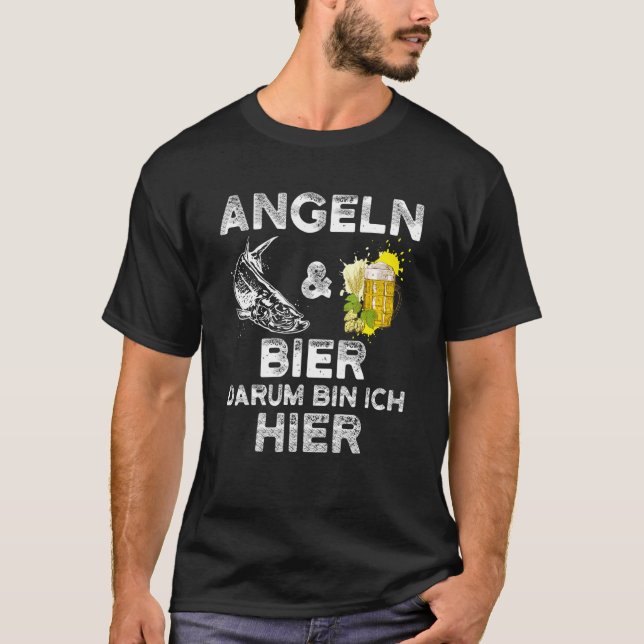 T-shirt Pêche À L'Alcool Pêche Et Beer Darum Bin Ich H (Devant)