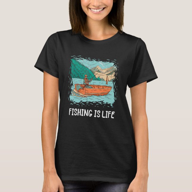 T-shirt Pêche À Vie Pêcheur Lac Pêcheur Pêcheur Première P (Devant)