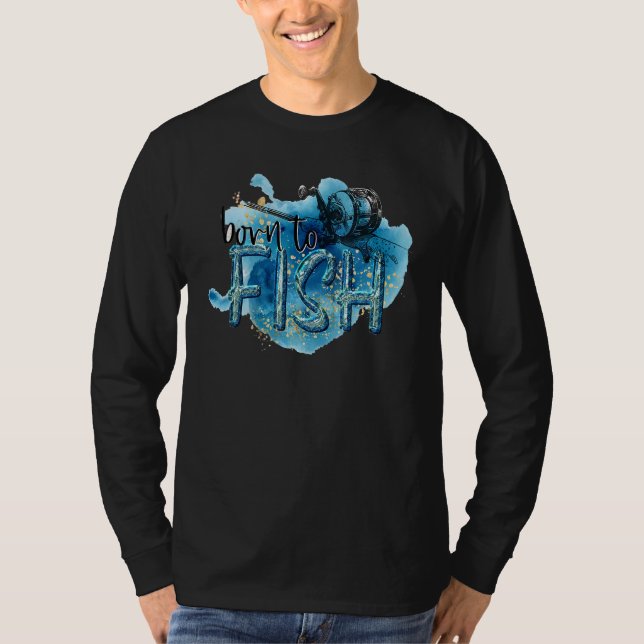 T-shirt Pêche Amusante Né À Poisson Basse Poisson Pêcheur  (Devant)