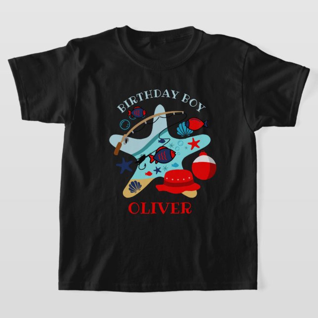 T-shirt Pêche Anniversaire Garçon chemise (Poser)