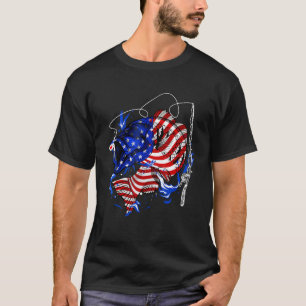 T-shirt Pêche au Bass Poisson Drapeau Américain Papa Père