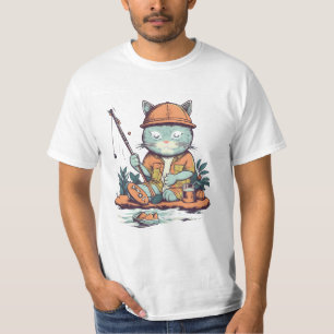 T-shirt Pêche au chat avec bière