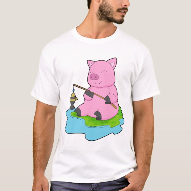 T-shirt Pêche au poisson à la pêche au porc (Devant)