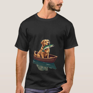 T-shirt Pêche au Retriever Doré Rétro - Chien Passionné de