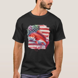 T-shirt Pêche au Rouget au Drapeau Américain