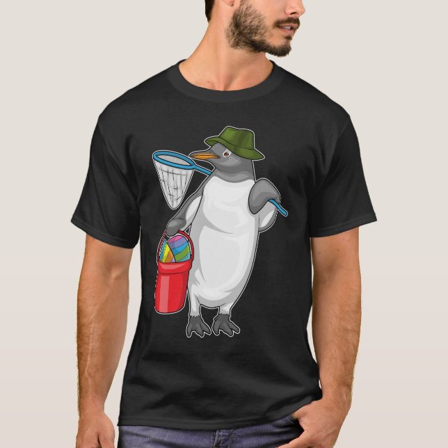 T-shirt Pêche aux œufs de Pâques au manchot (Devant)