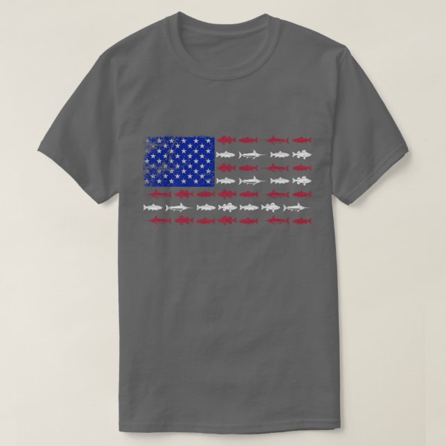 T-shirt Pêche bateau à drapeau américain Hommes Femmes Mer (Design devant)